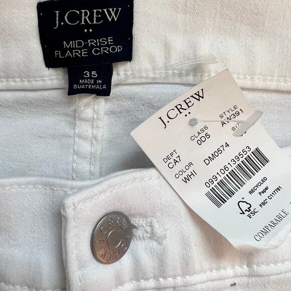 J. Crew White Mid Rise Flare Crop Jeans Raw Hem Plus size 35 NEW Tags Preppy - Picture 5 of 10